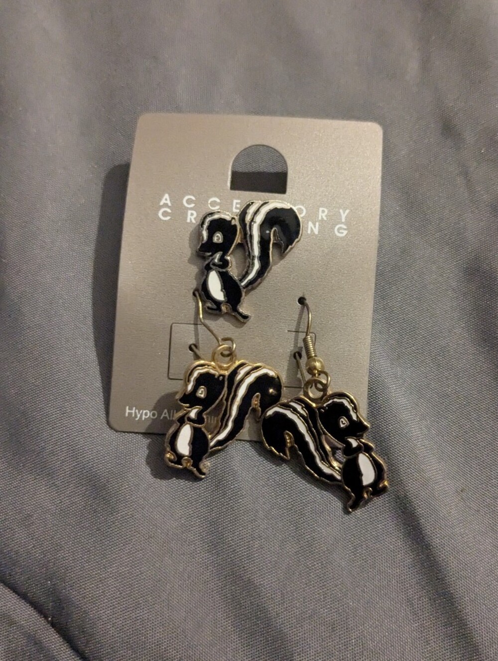 shunk earrings and pin set